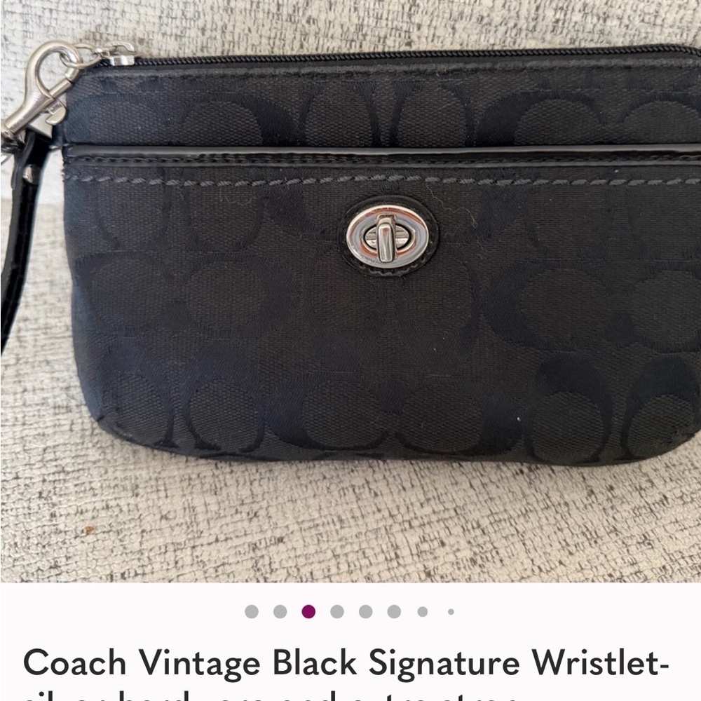 Coach Black Signature Key Holder